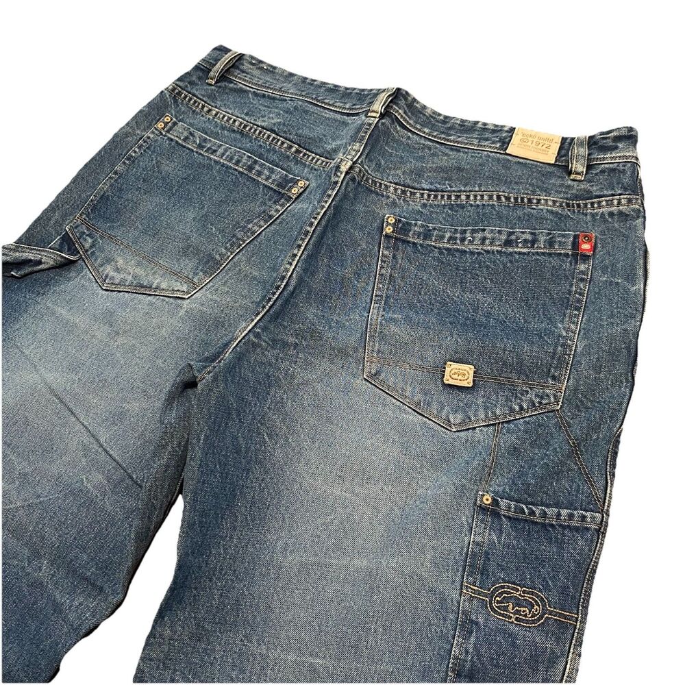 Vintage Ecko Jeans Pants Baggy Wide Leg Skate Hip Hop Embroidered Y2K 90s 40x32